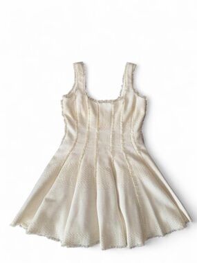 ANTONIO MELANI Cream Textured Knit Fit-and-Flare Dress for Kids